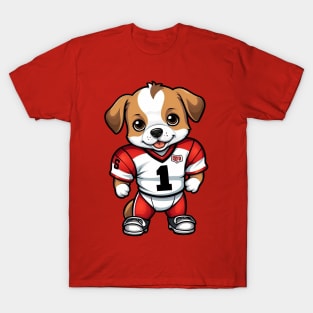 Cute Puppy in Football Jersey T-Shirt